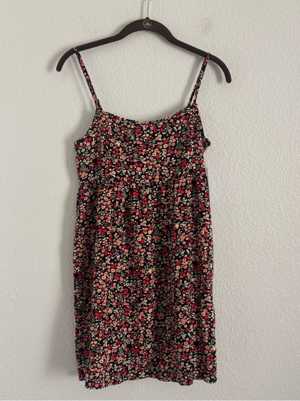 NWT Hurley Women's Size Small Multicolor Floral Smocked Back Mini Dress  Approxi